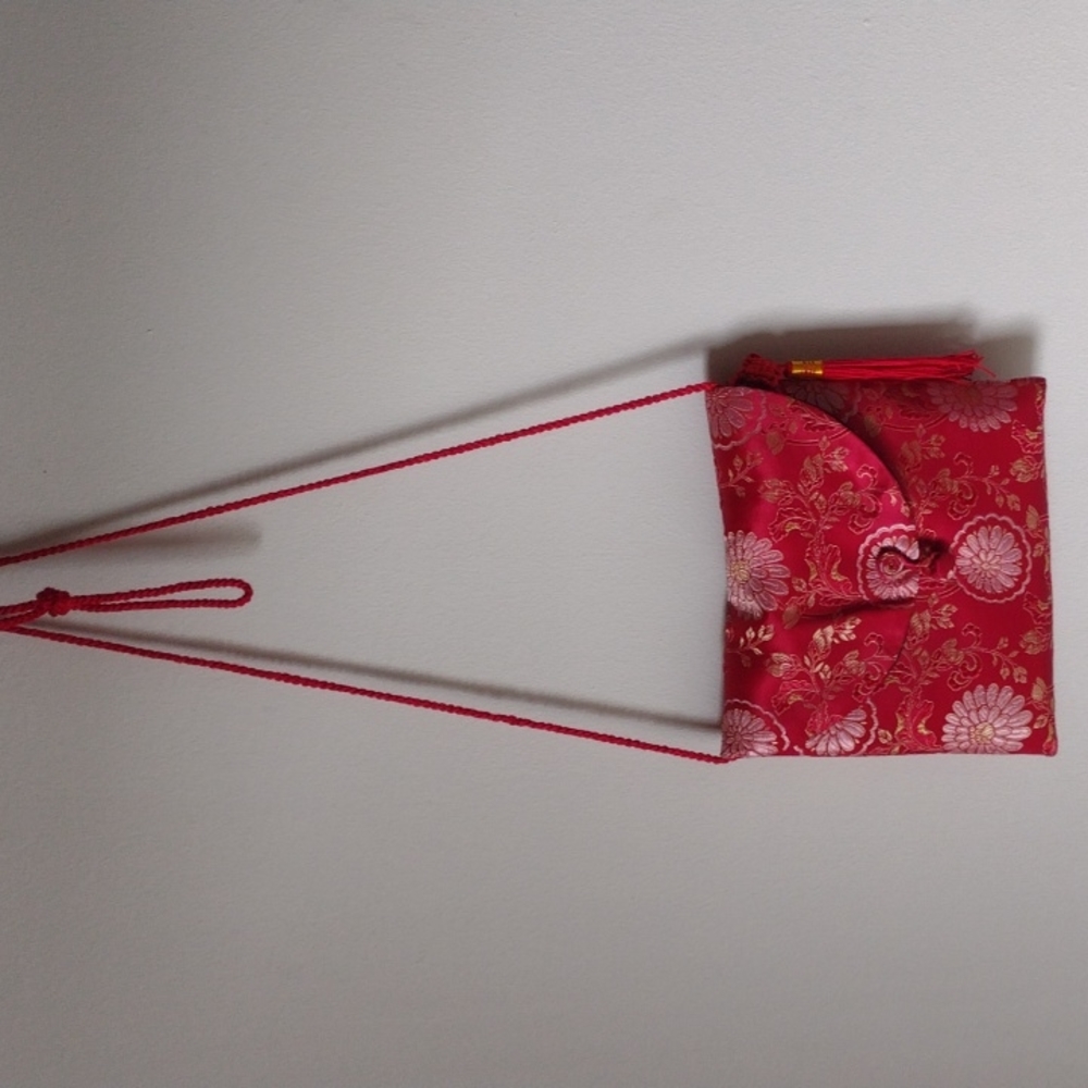 Pure Silk Hand Made Cross Body Evening Bag Purse w Matching Necklace & Bangle - Picture 4 of 8